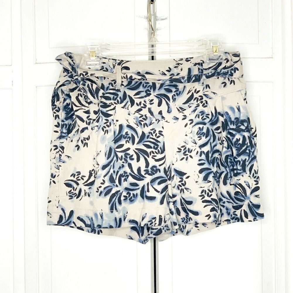 DKNY Jeans Linen Tie Waist Tan w Blue Print Shorts